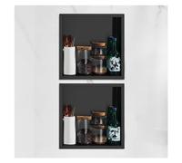 Salle de bain Douche Niche Organisateur Étagères étanches en acier inoxydable Stockage Alcove intégré pour Shampooing Articles de toilette Idéal pour la maison Chambre Salon, Noir-2 PCS-38,5 x 38,5 x