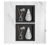 Salle de bain Douche Niche Organisateur Étagères étanches en acier inoxydable Stockage Alcove intégré pour Shampooing Articles de toilette Idéal pour la maison Chambre Salon, Noir-2 PCS-21.6x23.5x8CM