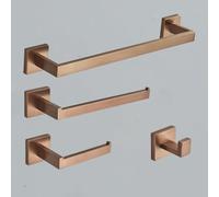 Salle De Bain Ensemble De Quincaillerie en Or Rose en Acier Inoxydable Crochet à Peignoir Porte-Serviettes Rouleau De Papier Hygiénique Anneau D’essuie-Mains Access, Brushed Rose Gold a, 1