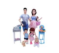 (Salle de bain) Happy Playset famille maman enceinte papa bébé poupée poussette lit jouet accessoires