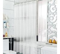 Salle de bain imperméable à l'eau anti-moisissure PEVA transparent rideau de douche avec crochet, 240x200cm