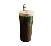 Salle de bain Lavabo sur pied en céramique émaillée avec robinet et kit de vidange, lavabo extérieur intégré Sur pied