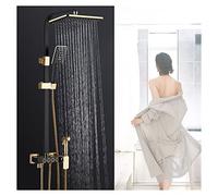 Salle de bain mélangeur de pluie de luxe douche combo ensemble pluviers piste de douche à main la tête de douche main, hauteur/angle réglable, robinet thermostatique, robinet thermostatique