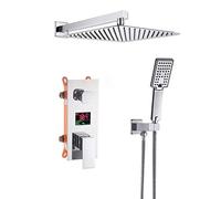 Salle de bain numérique Douche du robinet Set Chrome Pluasfall Shower LCD Mixer à 2 voies Système de douche de douche de bain Bouchure Bouchure de douche de 16 pouces / Set 16 pouces (ensemble de 16