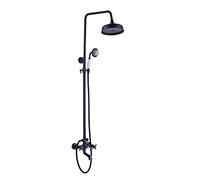 Salle de bain Plume Boucheur Boucheur Robinet à double poignée Ensemble de douche de bain en laiton noir 8 "Système de robinet de douche de pomme de douche avec coup de main, bronze noir b /