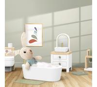 Salle de bain pour maison de poupée avec lapin