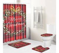 Salle de bain Rideau de douche Pedestal Rug Lid Toilette Couverture Baignoire Mat Décor - Type A