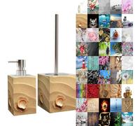 Salle de Bain Set | Grande sélection | Distributeur de Savon et Brosse de Toilette | Design élégant, Chic | Un bel accroche-Regard pour la Salle de Bain (Palourde)