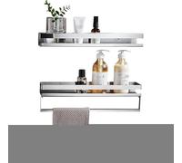 Salle De Bain Support De Douche en Acier Inoxydable sans Perçage Caddy De Douche Mural Auto-adhésif Antirouille pour Toilette Cuisine, Brushed, 2 Layers 50cm