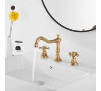 Salle de bain, tout en cuivre, double poignée fendue, robinet de bassin chaud et froid à trois trous, volant ancien