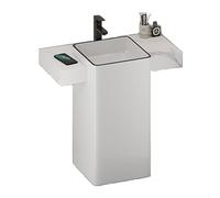 Salle de bain Vanité de salle bain avec comptoir en ardoise et évier céramique, lavabo minimaliste moderne carré, robinet/drain/tuyau d'entrée/vanne d'angle Sur pied(80cm)