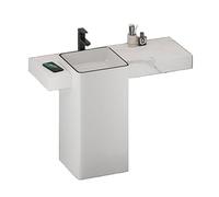 Salle de bain Vanité de salle bain avec comptoir en ardoise et évier céramique, lavabo minimaliste moderne carré, robinet/drain/tuyau d'entrée/vanne d'angle Sur pied(110cm)