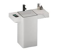 Salle de bain Vanité de salle bain avec comptoir en ardoise et évier céramique, lavabo minimaliste moderne carré, robinet/drain/tuyau d'entrée/vanne d'angle Sur pied(100cm)