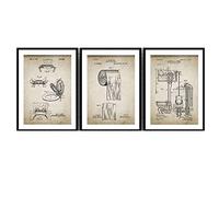 Salle de Bain Ware Brevet Rétro Affiche Toilette Papier Toilette Couvercle De Brevet Vintage Mur Art Toile Peinture Salle De Lavage Décor sans Cadre 35 * 50cm*3