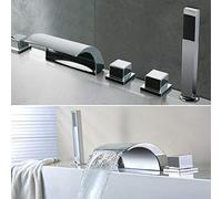 Salle De Bains Cascade Baignoire Lavabo Mitigeur Robinet De Bain 5 Trous