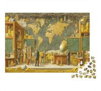 Salle de Classe de Scientifique Mystérieux Puzzle 1000 Pièces Adultes Carte du Monde Divertissement Créatif Puzzle Qualité Supérieure Pixel Art Décoration Intérieure Qualité Premium 1000pcs (75x50cm)