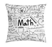 Salle De Mathématiques, Texte Mathématique Manuscrit Et Équations, Formes Géométriques Taie d'oreiller Premium Housse De Coussin Décorer Canapé Taie d'oreiller pour Ferme Salon 45X45Cm