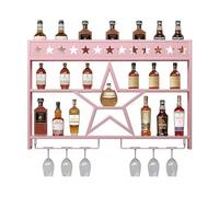 Salle de rackmetal Bar Unit Mur Mur Murd Display avec porte-verre - étagères flottantes multifonctionnelles pour stockage de vin, bar à domicile, décor de restaurant, rose-120x15x80cm / 47x6x31in