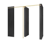 Salle d'essayage Cabine d'essayage double Compatible with boutiques de vêtements, cloison avec 3 rideaux occultants, vestiaire Compatible with magasins de vêtements cabine d'essayages(Svart)