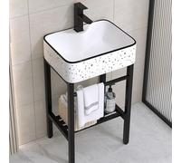 Salle En Céramique Vity Évier Console Piédestal Station De Cuve à Lessive Free Stding Hd Lavabo Éviers Récipient En Porcelaine Récipient Recgle Avec Pieds En Métal Std, C, 40*30*80cm/15.7*11.8*31.4in