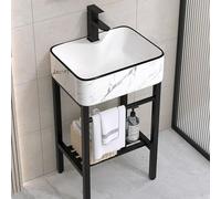 Salle En Céramique Vity Évier Console Piédestal Station De Cuve à Lessive Free Stding Hd Lavabo Éviers Récipient En Porcelaine Récipient Recgle Avec Pieds En Métal Std, A, 40*30*80cm/15.7*11.8*31.4in