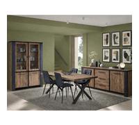 Salle manger complète bois et noir SAMANTHA (buffet + table 200cm)