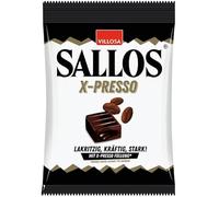 Sallos X-Presso - Bonbons à la réglisse infusés au café et au véritable expresso, parfaits pour une gourmandise audacieuse et énergisante - Compatible avec Villosa - 135 g
