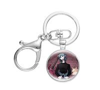 Sally Face Game Keyring Cartoon Figure Fashion Horrible Glass Cabochon Pendentif Porte-clé pour homme et femme, blanc, L