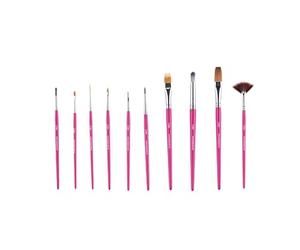 Sallys Lot de 10 pinceaux - Kit d'outils pour décoration de gâteaux, biscuits et desserts, pour peindre des gâteaux, muffins et biscuits, pas de poils d'animaux, 100 % poils synthétiques