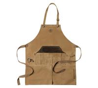 Sallys Tablier de jardin en toile cirée imperméable, taille réglable, fermeture éclair à l'entrejambe, nombreuses poches, 100 % coton, beige, taille unique