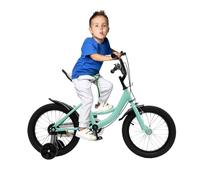 Salmeee Vélo enfant, 40,6 cm, pour garçons et filles, modèle classique avec roues stabilisatrices amovibles, pour enfants à partir de 5 à 8 ans (vert)