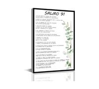 Salmo 91 Bible Verse Canvas Wall Art in Spanish Christian Religious Scripture Print for Home Living Room Office(Framed,12X18inch(30X45cm))