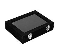 Salmue 2 couleurs 24 grilles boîte de rangement de bijoux, bagues perles boucle d'oreille Art Decorations, organisateur de bijoux, vitrine, vintage pour femmes(Noir)