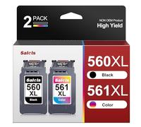 Salols 560 561 XL Cartouches d'encre de Rechange pour Canon 560 561 Cartouches d'encre PG-560XL CL-561XL 560XL 561XL pour Pixma TS5350 TS7451 TS7450 TS5351 TS5350a TS5351 TS5352 (1 Noir et 1 Couleur)