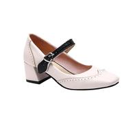 Salomé Chaussures Femme Escarpins Femme Petit Talon Vintage en Cuir PU Oxford Mary Janes Chaussures Plates Semelle épaisse Talon Bas Plate - Forme Couture Classique Bout Rond