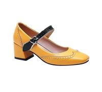Salomé Chaussures Femme Escarpins Femme Petit Talon Vintage en Cuir PU Oxford Mary Janes Chaussures Plates Semelle épaisse Talon Bas Plate - Forme Couture Classique Bout Rond