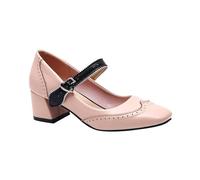Salomé Chaussures Femme Escarpins Femme Petit Talon Vintage en Cuir PU Oxford Mary Janes Chaussures Plates Semelle épaisse Talon Bas Plate - Forme Couture Classique Bout Rond