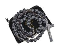 SALOMOCA Chapelet catholique avec pendentif en forme de croix - Cadeau de baptême ou d'anniversaire - Pour homme et garçon - Livré dans une pochette en velours personnalisée, Zinc, Pas de gemme