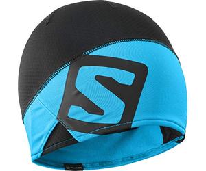 Salomon, Bonnet Unisexe pour Randonnée et Entraînements RS PRO BEANIE, Noir/Bleu (Transcend Blue), S/M, LC1136700