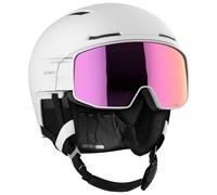 Salomon - Driver Prime Sigma Plus White Silver Pink + Sky Blue - S - Casque de ski avec visière