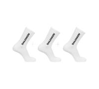 Salomon Chaussettes mi-mollet Everyday Crew - Lot de 3, coton mélangé, soutien voûte - Blanc 45-47