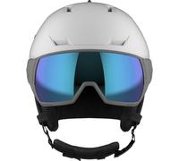 Salomon Icon LT Visor Casque, Casque Ski et Snowboard Enfant pour Trail Running, sécurité Montagne et Sports Outdoor, Blanc/Un ML Bleu
