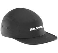Salomon Logo 5 Panel, Casquette Respirante pour Homme, Trail Running, randonnée, Sports Outdoor, Style Cinq Panneaux, Noir Profond, S/M