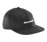 Salomon Logo Flat Cap, Casquette Respirante pour Homme, Trail Running, randonnée, Sports Outdoor, Style Flat Bill, Noir Profond, S/M
