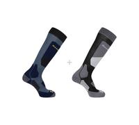 Salomon - Lot de 2 paires de chaussettes de ski en laine mérinos - Socks S/Access 2-Pack Black/Copen Blue en Laine - Taille L - Noir Noir L