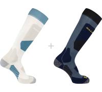 Salomon - Lot de 2 paires de chaussettes de ski laine mérinos - Socks S/Access 2-Pack Copen Blue/Egret en Laine - Taille M - Bleu Bleu M