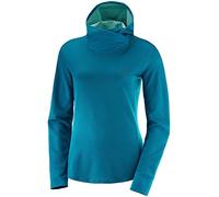 Salomon, Sweatshirt à Manches Longues avec Capuche pour Femme, AGILE LS HOODIE, Mélange synthétique, Bleu (Deep Lagoon Heather), Taille: M, L40389500