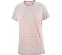 Salomon - T-shirt à manches courtes ultraléger - Sense Aero SS Tee GFX W Etherea/Neon Flame pour Femme - Taille XS - Beige Beige XS