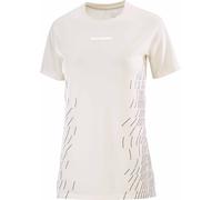 Salomon - T-shirt à manches courtes ultraléger - Sense Aero SS Tee GFX W Whisper White/White pour Femme - Taille S - Beige Beige S