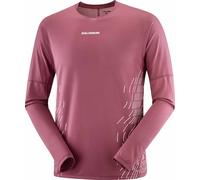 Salomon - T-shirt à manches longues ultraléger - Sense Aero LS Tee GFX M Nocturne/Whisper White pour Homme - Taille XL - Bordeaux Bordeaux XL